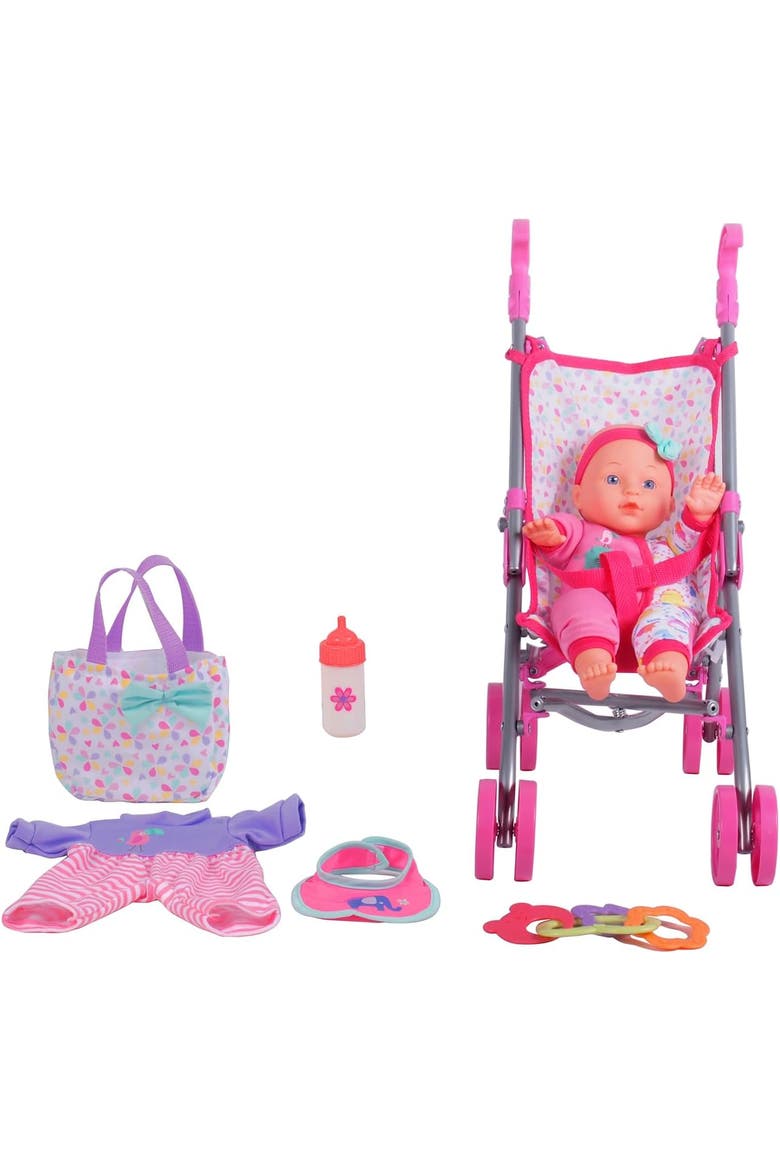 Baby Doll Care Gift Set With Stroller For 12 Inch Dolls, Main, color, Multicolored