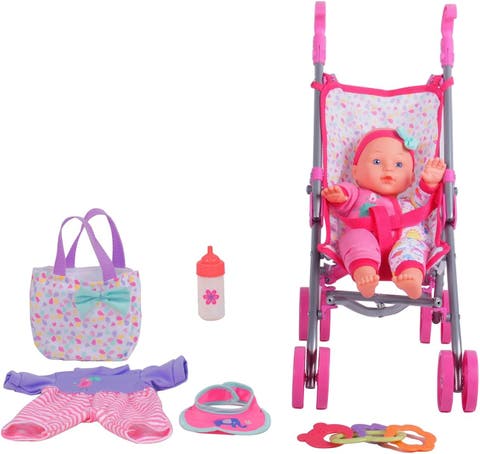 Baby Doll Care Gift Set With Stroller For 12 Inch Dolls