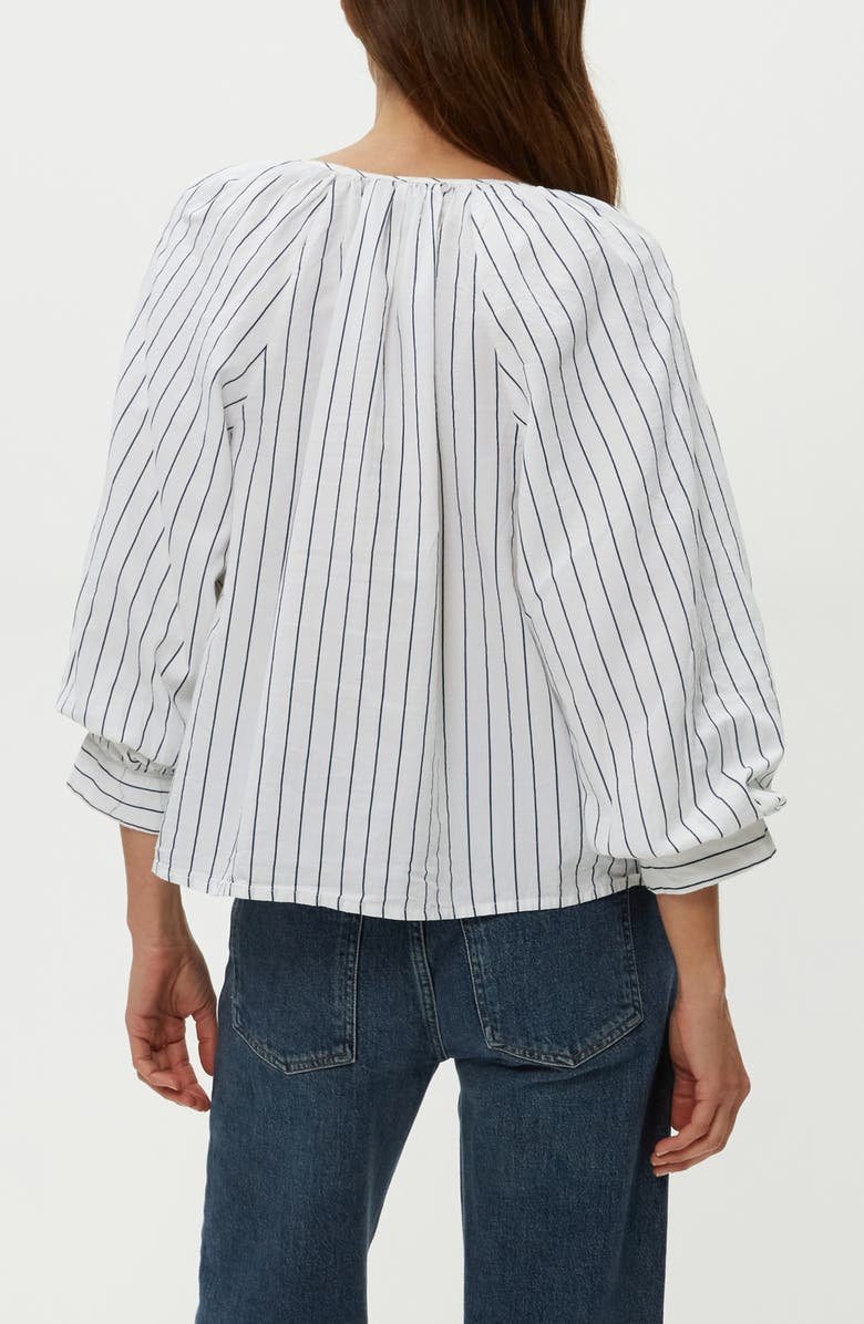 Michael Stars Cleo Split Neck Cotton Top, Alternate, color, White/ Navy Stripe