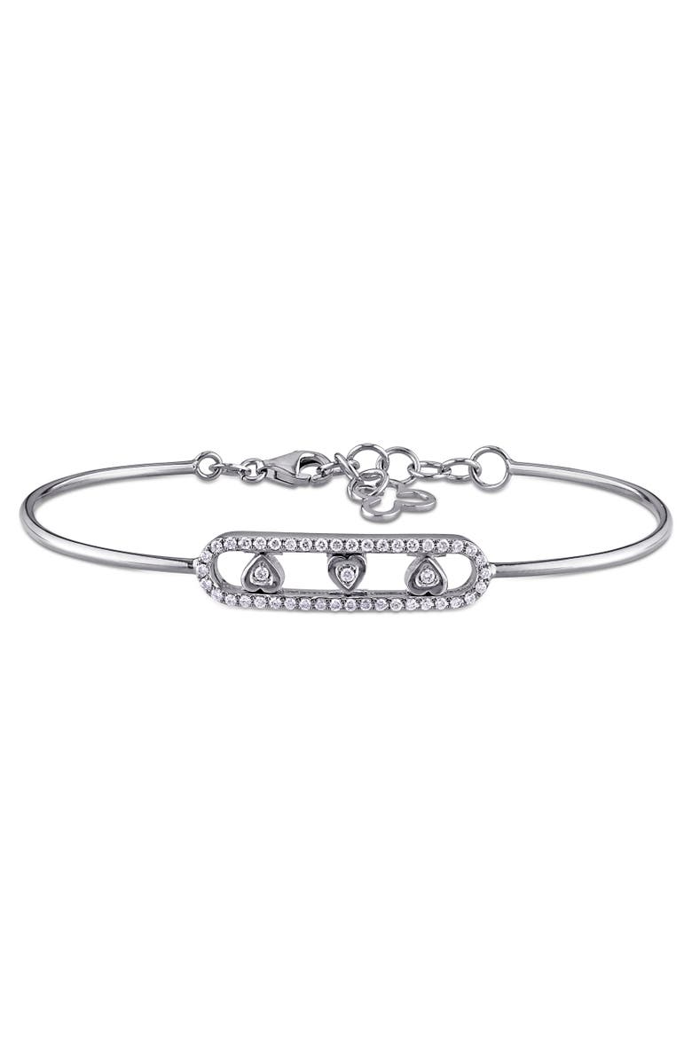 Julianna B. Diamond Heart Accent Bangle 18k White Gold, Main, color, 