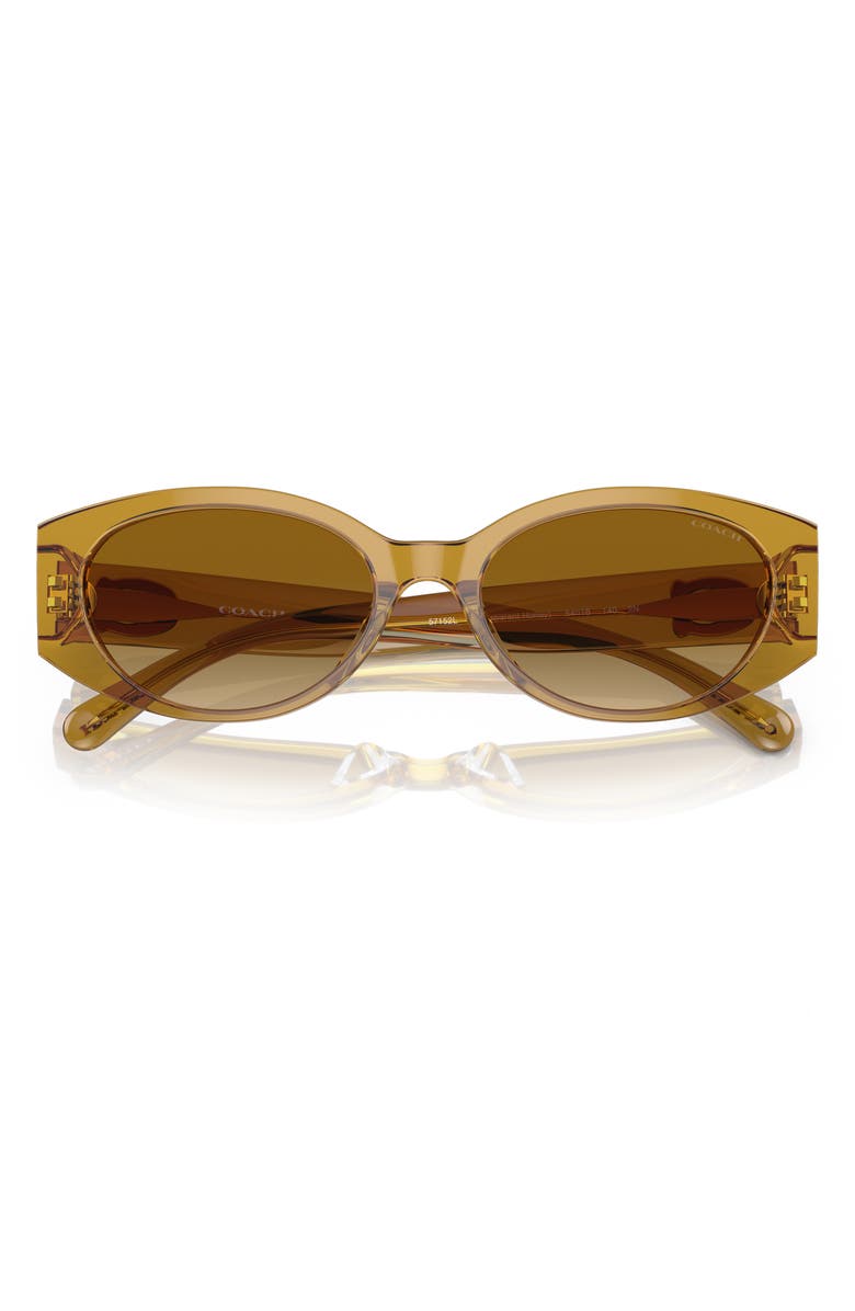 COACH 57mm Oval Sunglasses, Alternate, color, Transparent Sand