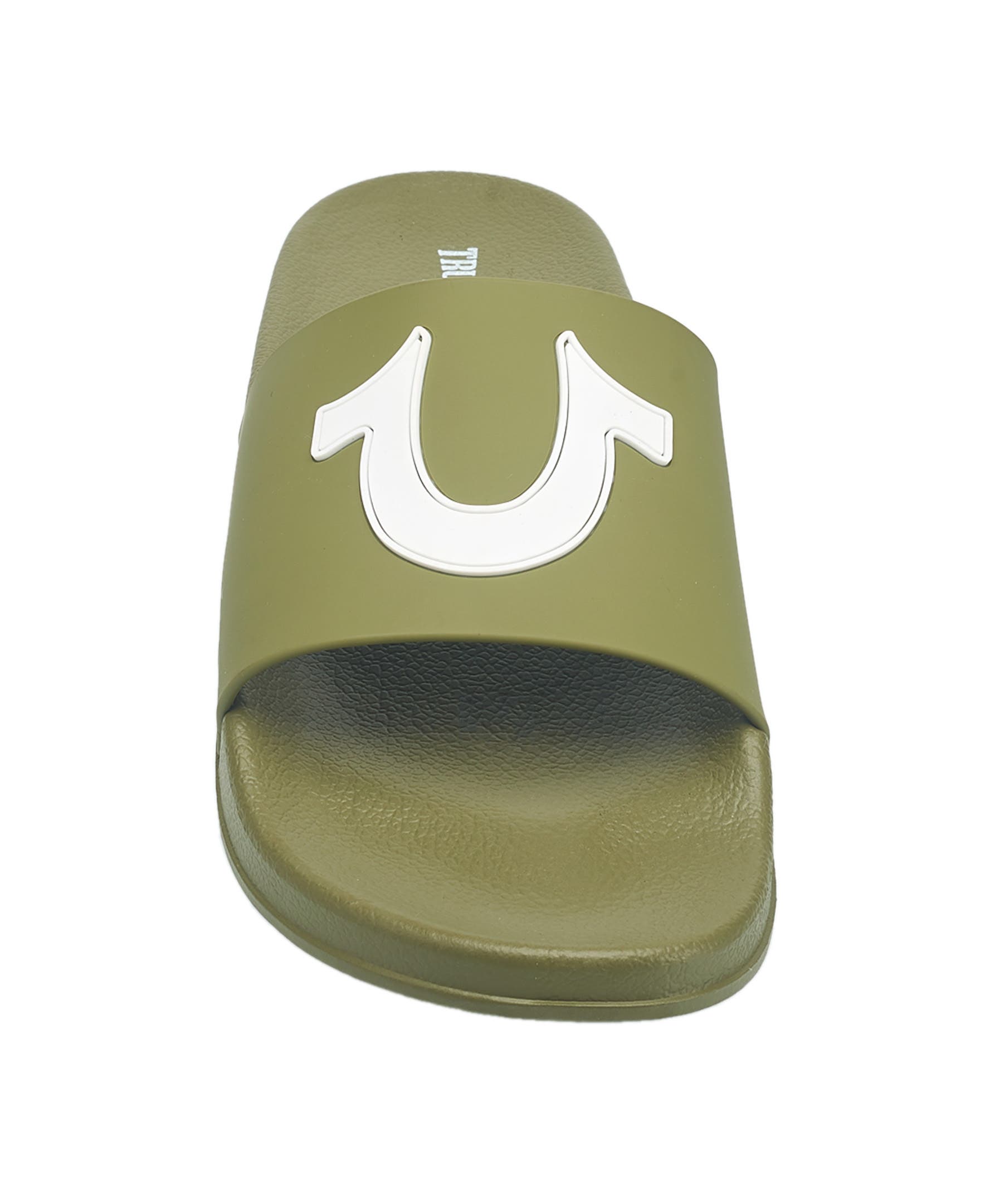 True Religion Men's 112 Logo Slide, Alternate, color, Olive