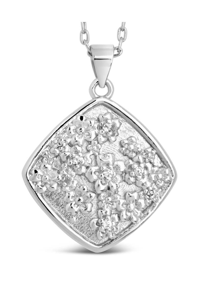 Sterling Forever Ophelia Flower Medallion Pendant Necklace, Alternate, color,