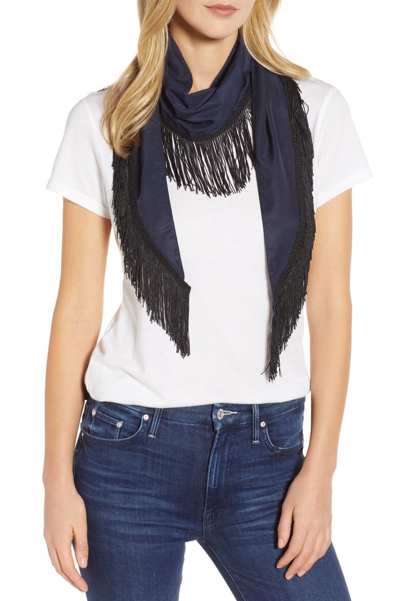 Fringe Frenzy Scarf, Main, color, BLACK