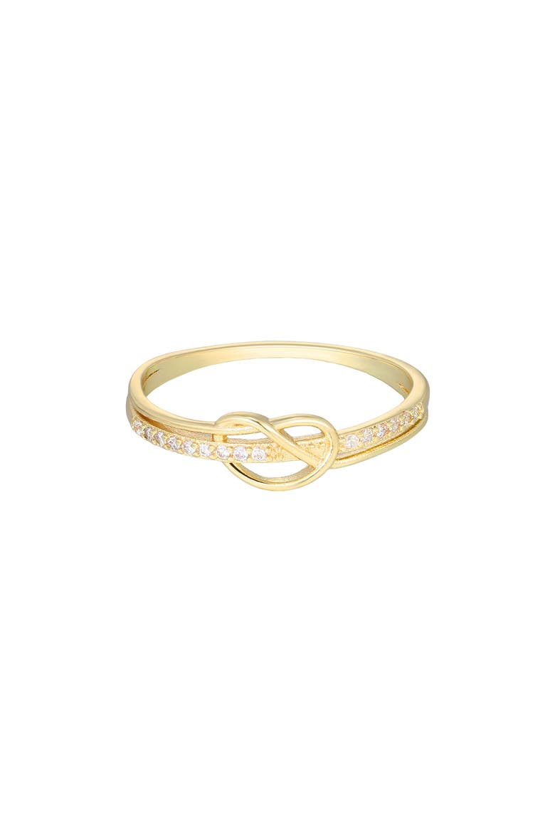 14K Gold Plated Cubic Zirconia Knotted Band Ring, Main, color, GOLD