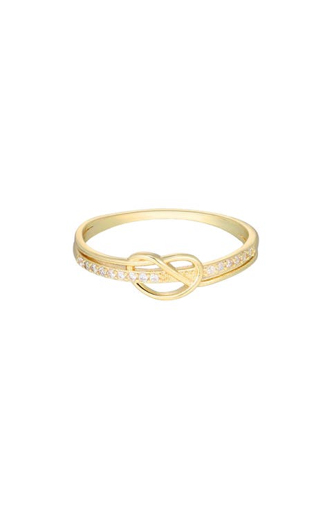 14K Gold Plated Cubic Zirconia Knotted Band Ring