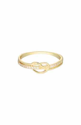 14K Gold Plated Cubic Zirconia Knotted Band Ring