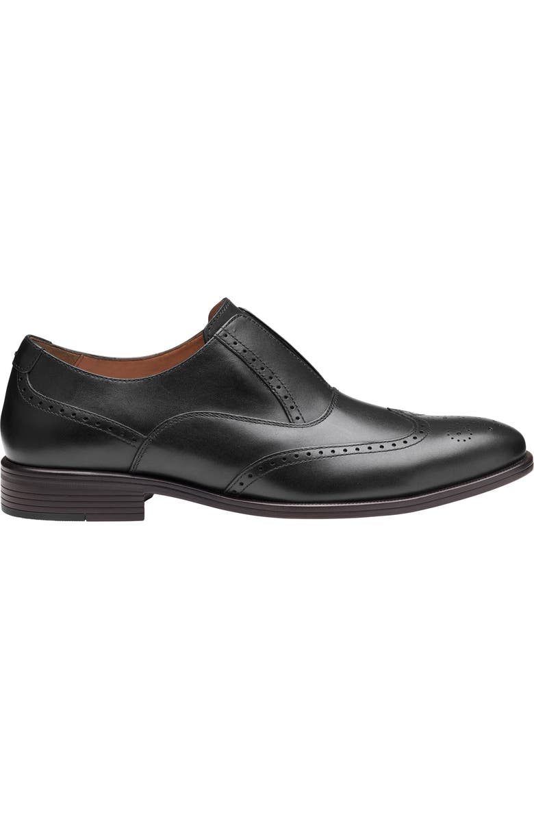 Johnston & Murphy Reeve Wingtip Slip-On Shoe, Alternate, color, Black Full Grain