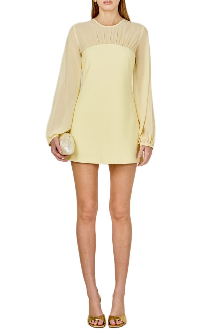Long Sleeve Mixed Media Minidress, Main, color, BUTTER