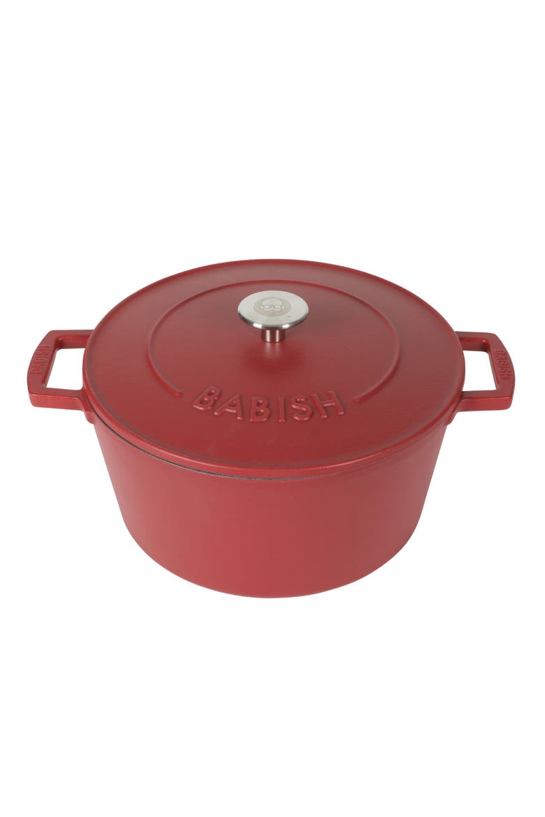 Matte Enamel Round Cast Iron Dutch Oven with Lid, Alternate, color, Red