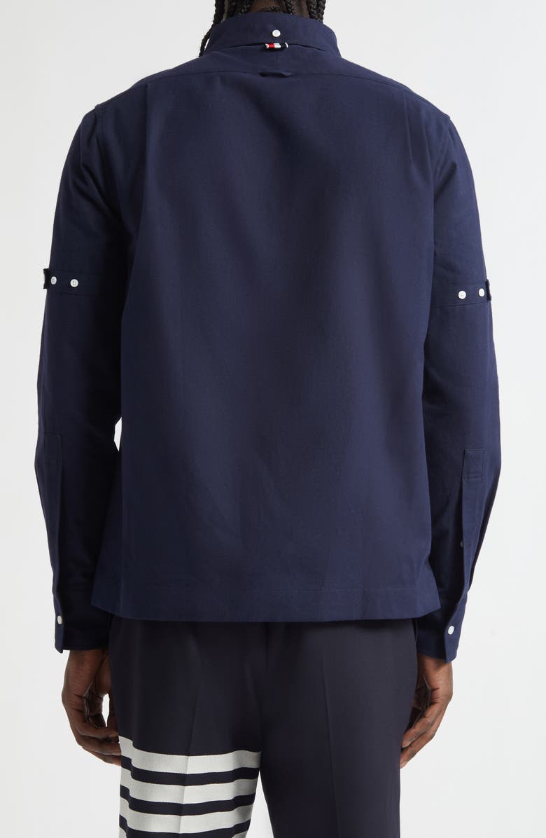 Thom Browne Straight Fit Cotton Utility Shirt, Alternate, color, Navy