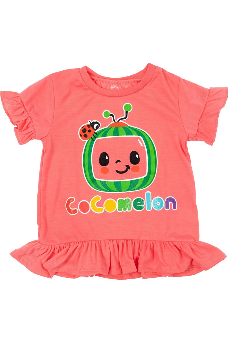 JJ 2-Piece Tee and Bike Shorts Set, Alternate, color, Coral Pink JJ