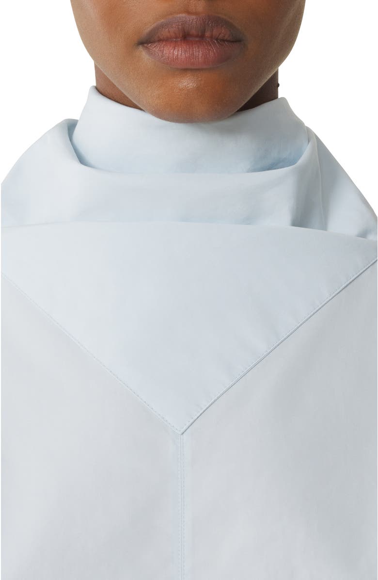 Lanvin Blue Scarf Top In Cotton Poplin, Alternate, color, White, Pale Blue