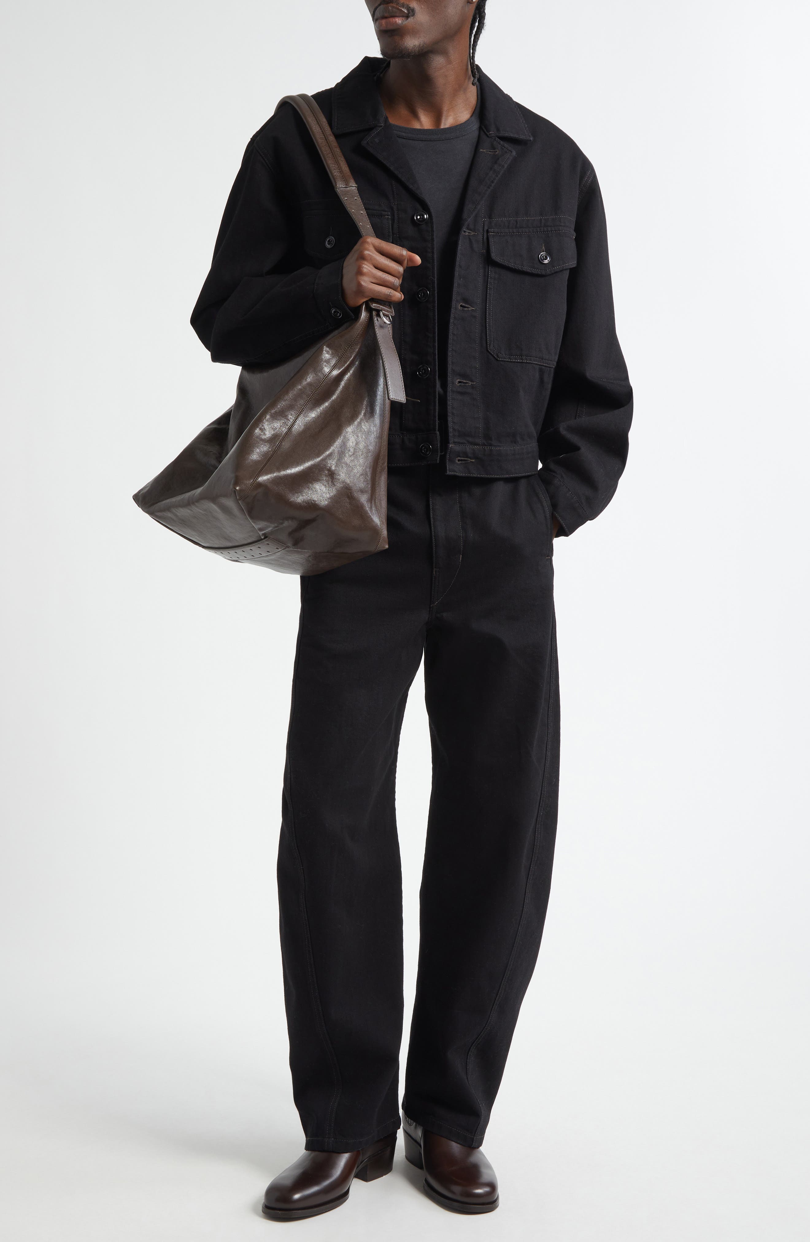 Twisted Seam Belted Barrel Leg Jeans - image 2