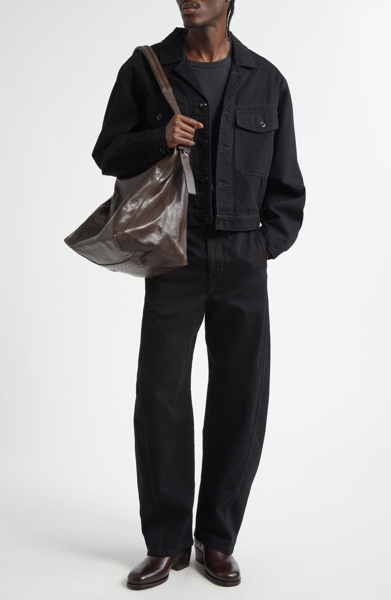 Lemaire Twisted Seam Belted Barrel Leg Jeans, Alternate, color, Black