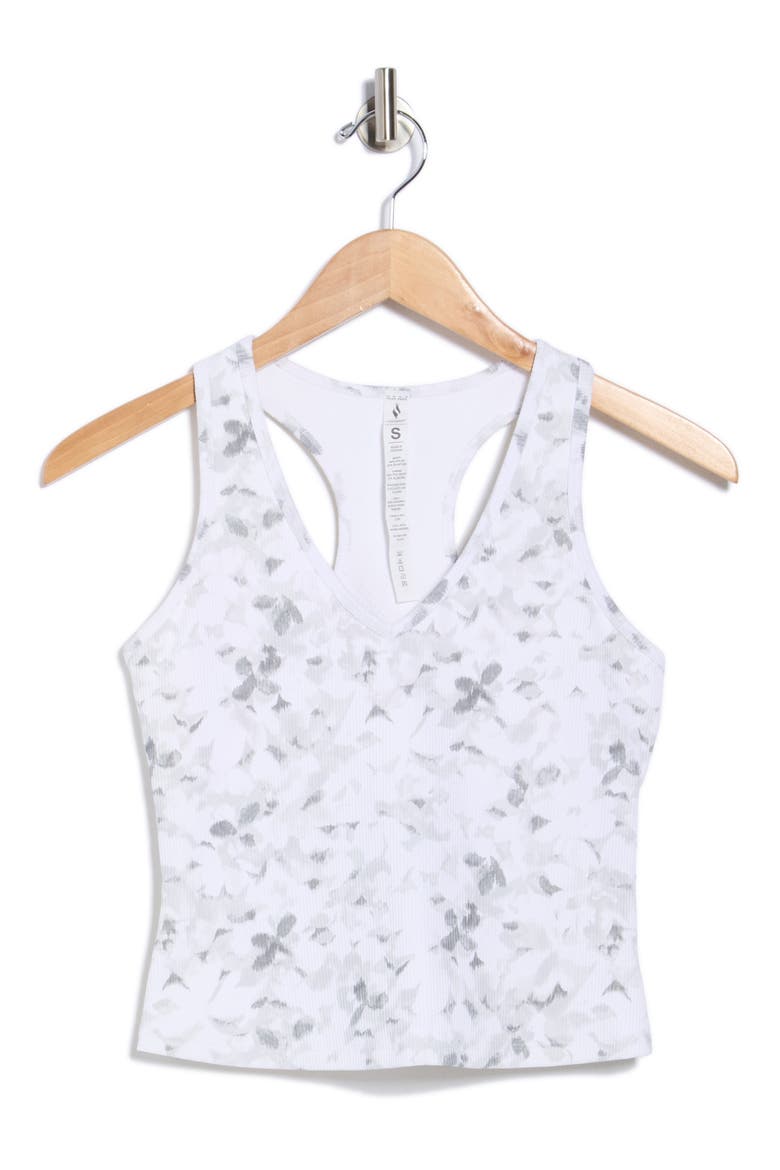 GO FLEX RIB Floral Mirage V-Neck Tank, Alternate, color, SILVER