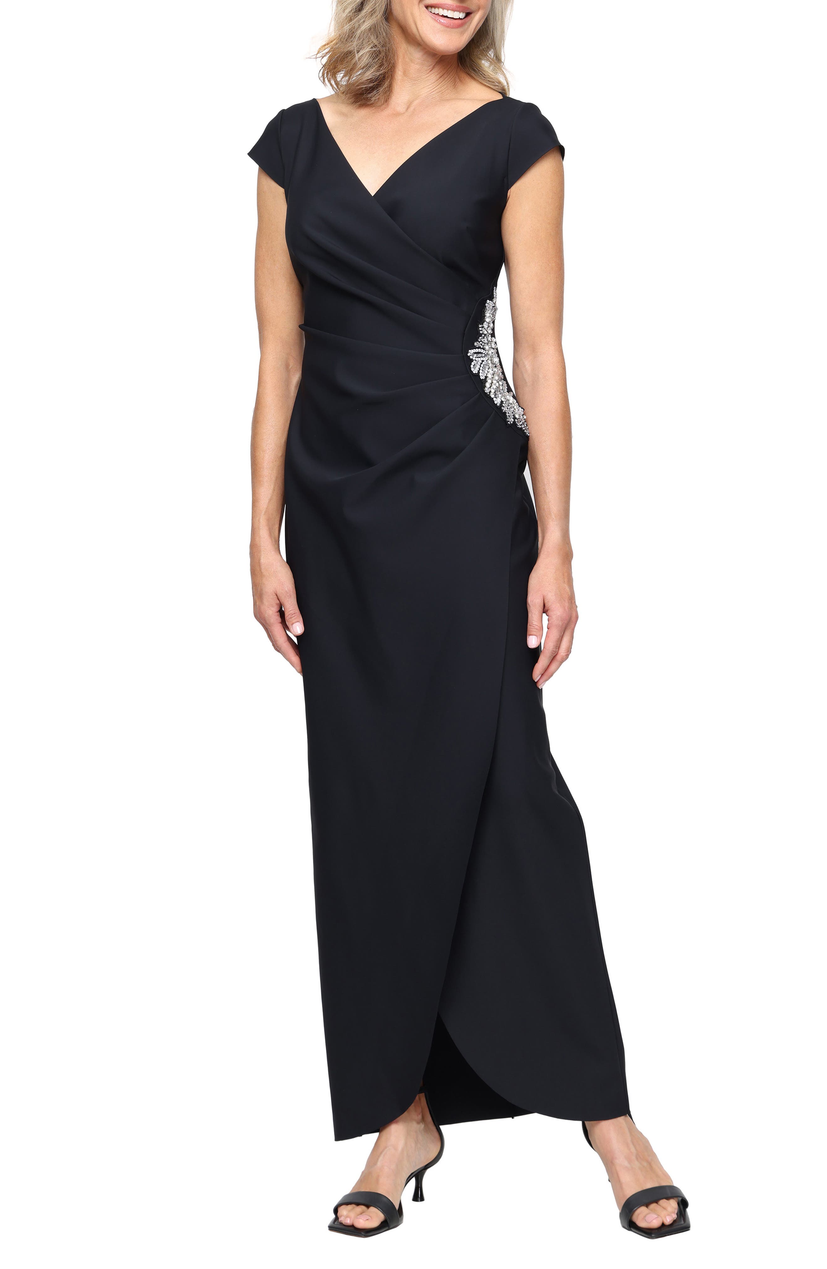 Embellished Pleated Gown