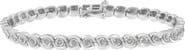 Haus of Brilliance Silver 1 cttw Miracle Set Diamond Spiraling Bezel Link Bracelet