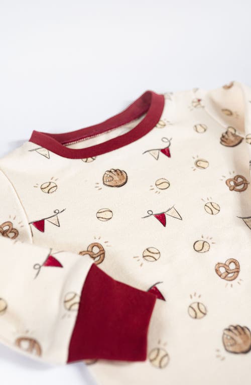 Shop L'ovedbaby Print Fitted Organic Cotton Two-piece Pajamas In Game Day