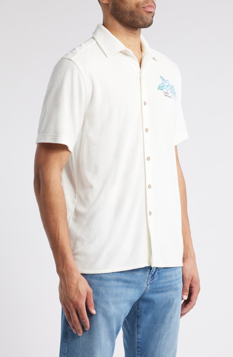 Tommy Bahama Poolside Toucan Terry Cloth Camp Shirt, Alternate, color, Continental