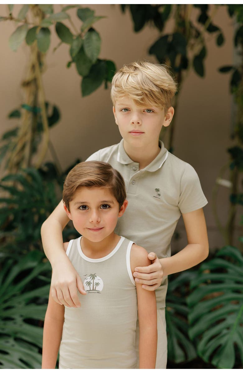 Ely's & Co. Embroidered Palm Trees Collection - Boys Polo, Alternate, color, Sage