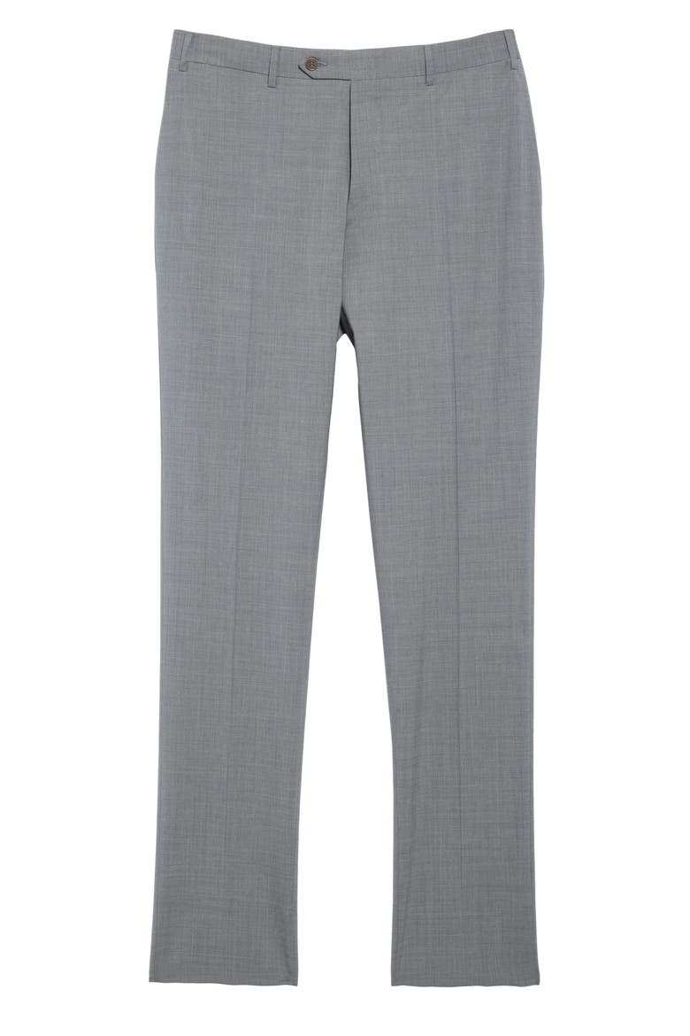 Flat Front Classic Fit Solid Stretch Wool Dress Pants, Alternate, color, CHARCOAL