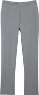 Canali Flat Front Classic Fit Solid Stretch Wool Dress Pants