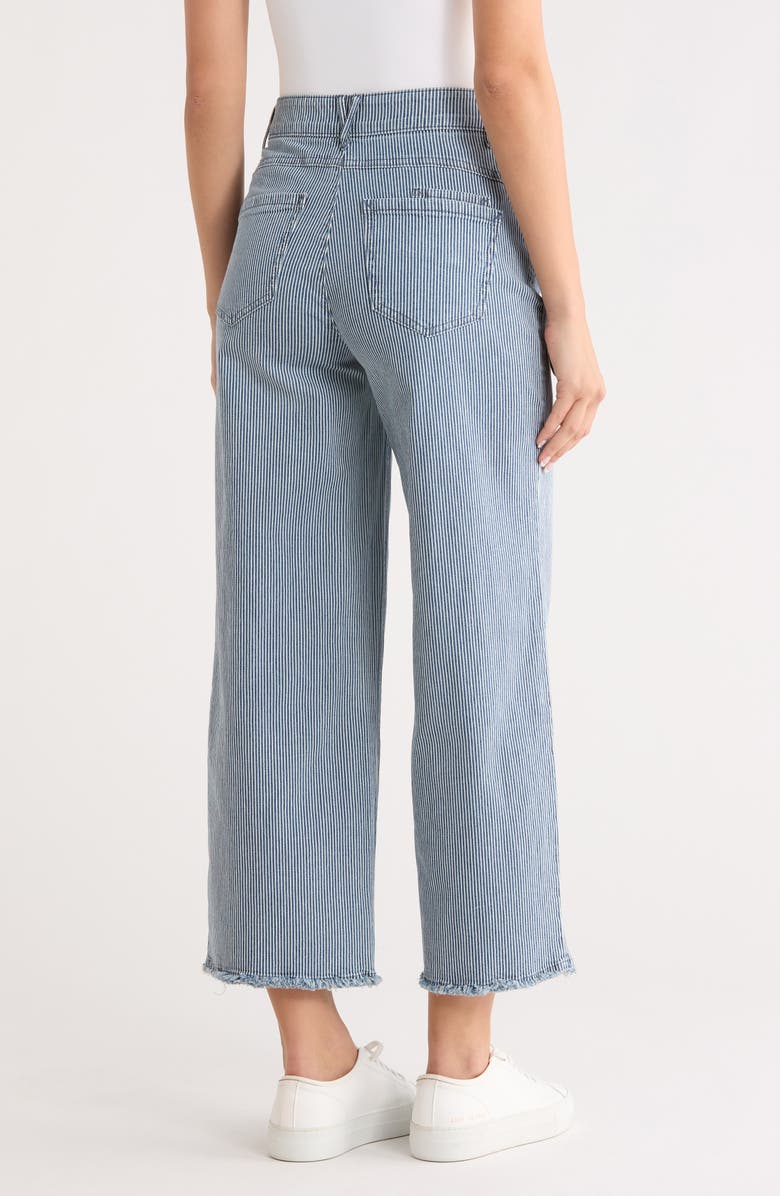 Democracy High Waist Fray Hem Wide Leg Jeans, Alternate, color, Blue Railroad Stripe