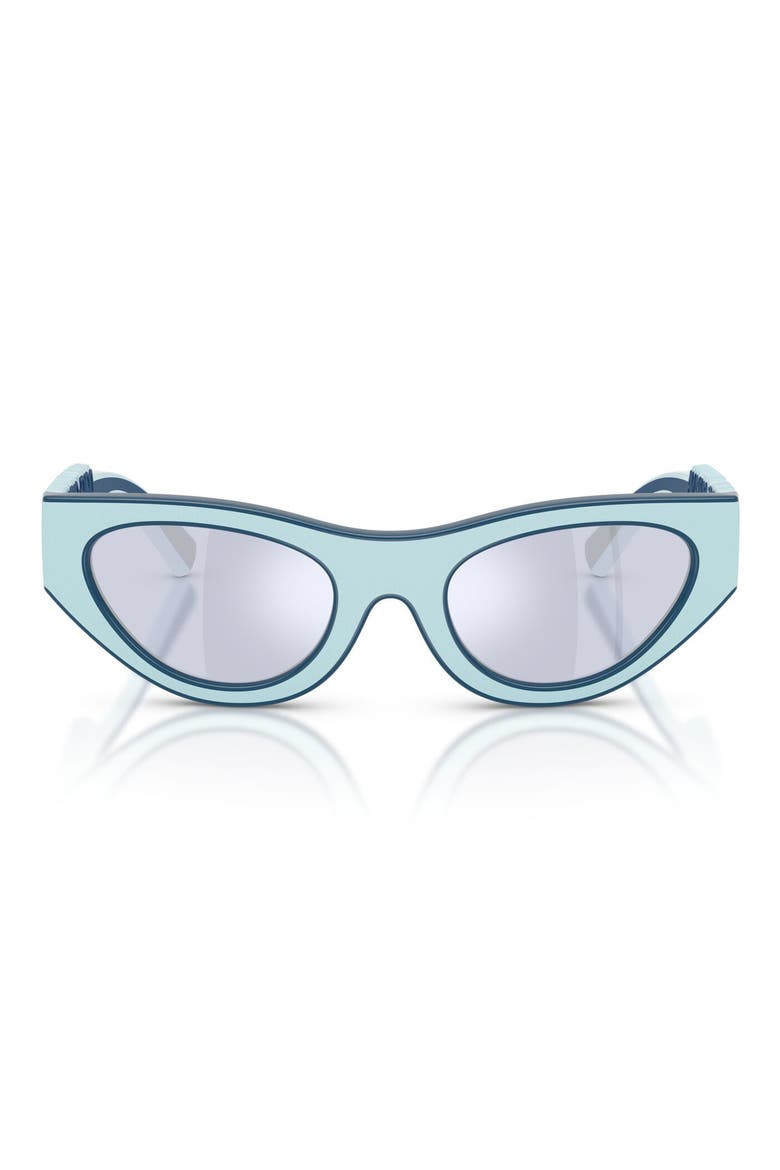 Kids' 47mm Small Cat Eye Sunglasses, Main, color, AZURE RUBBER/ BLUE / VIOLET