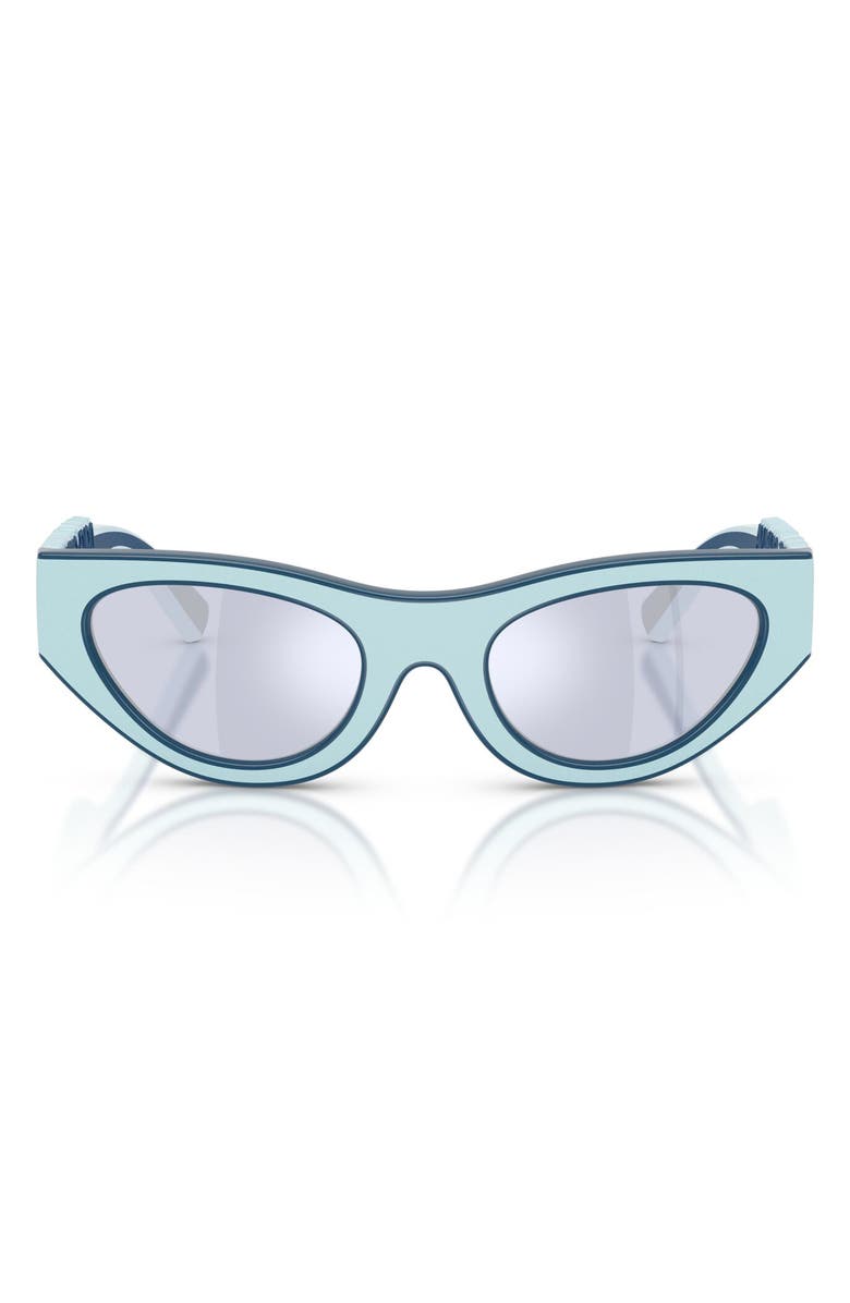 Dolce&Gabbana Kids' 47mm Small Cat Eye Sunglasses, Main, color, Azure Rubber/ Blue / Violet
