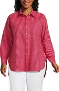 Lands' End Plus Size Oversized Seersucker Shirt