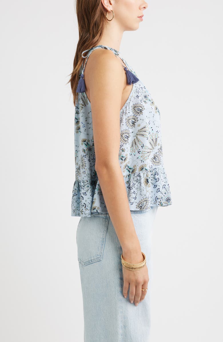 Treasure & Bond Ruffle Hem Camisole, Alternate, color, Blue- Olive Scarf Floral