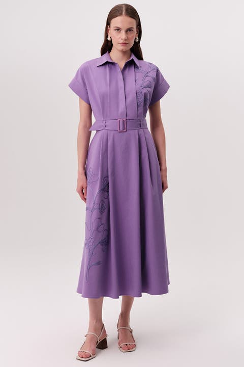 shirt dress purple Peru Dress- Small US 2/4UK 6/10 Long sleeves Womens Purple Shirt Dresses Clothing
