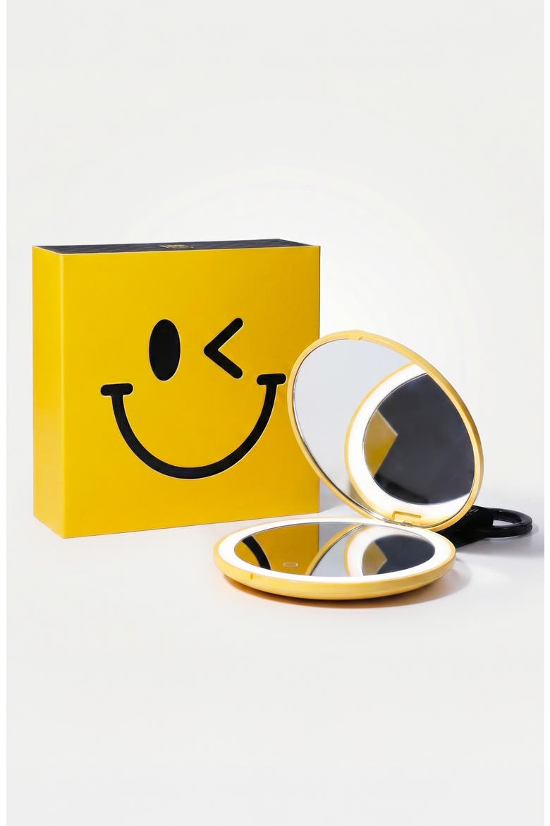 x S.W. Smiley Bag Charm Mirror, Alternate, color, Yellow