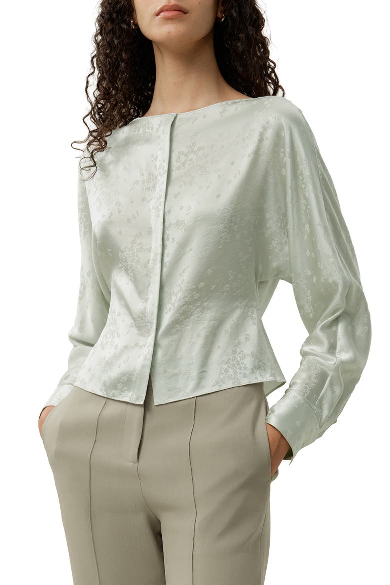Women's YING Jacquard Silk Blouse, Main, color, Jade Green