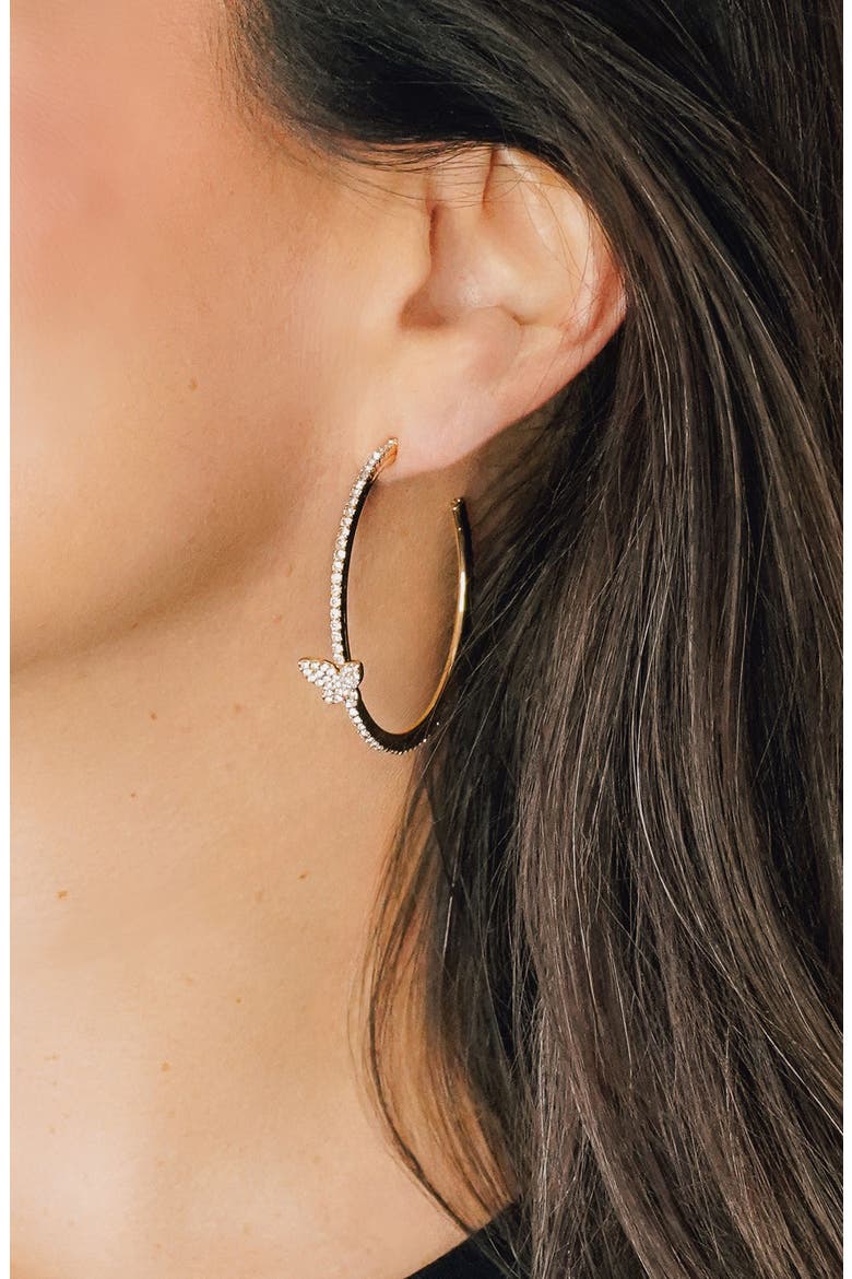 Giselle Butterfly Hoop Earrings, Alternate, color, GOLD