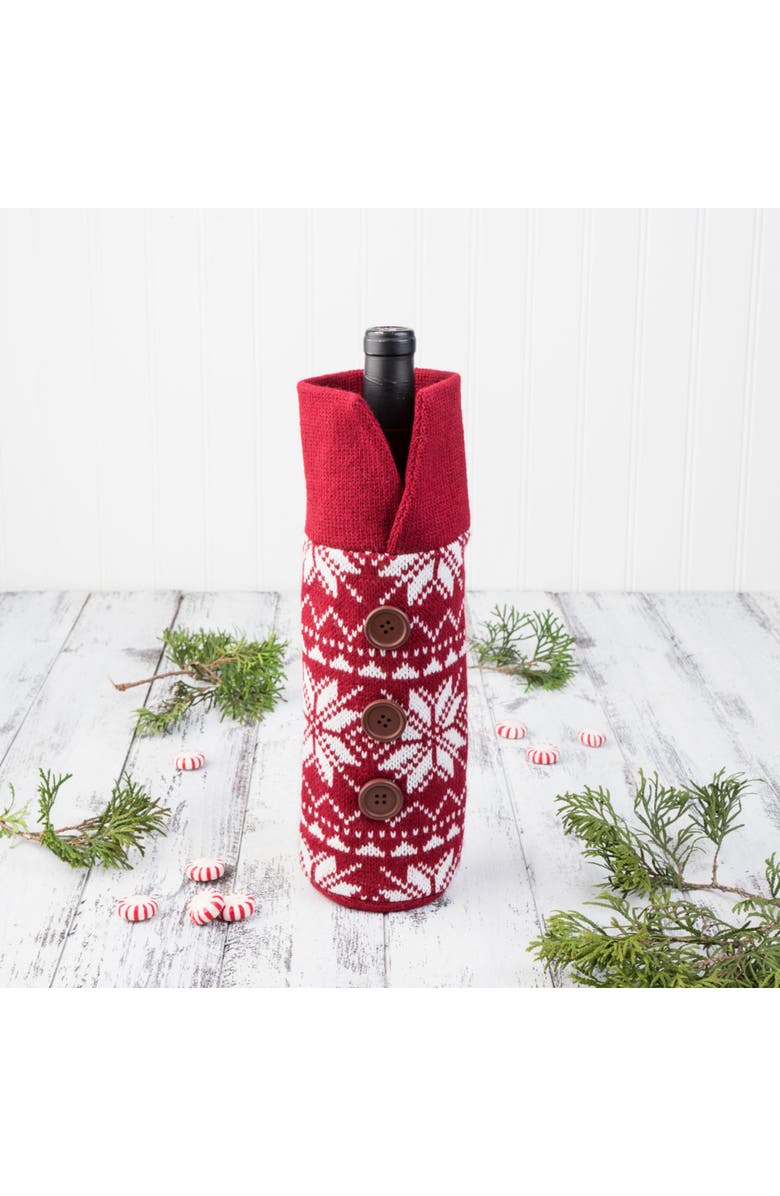 TWINE Wool Holiday Wine Bottle Sweater, Alternate, color, Red