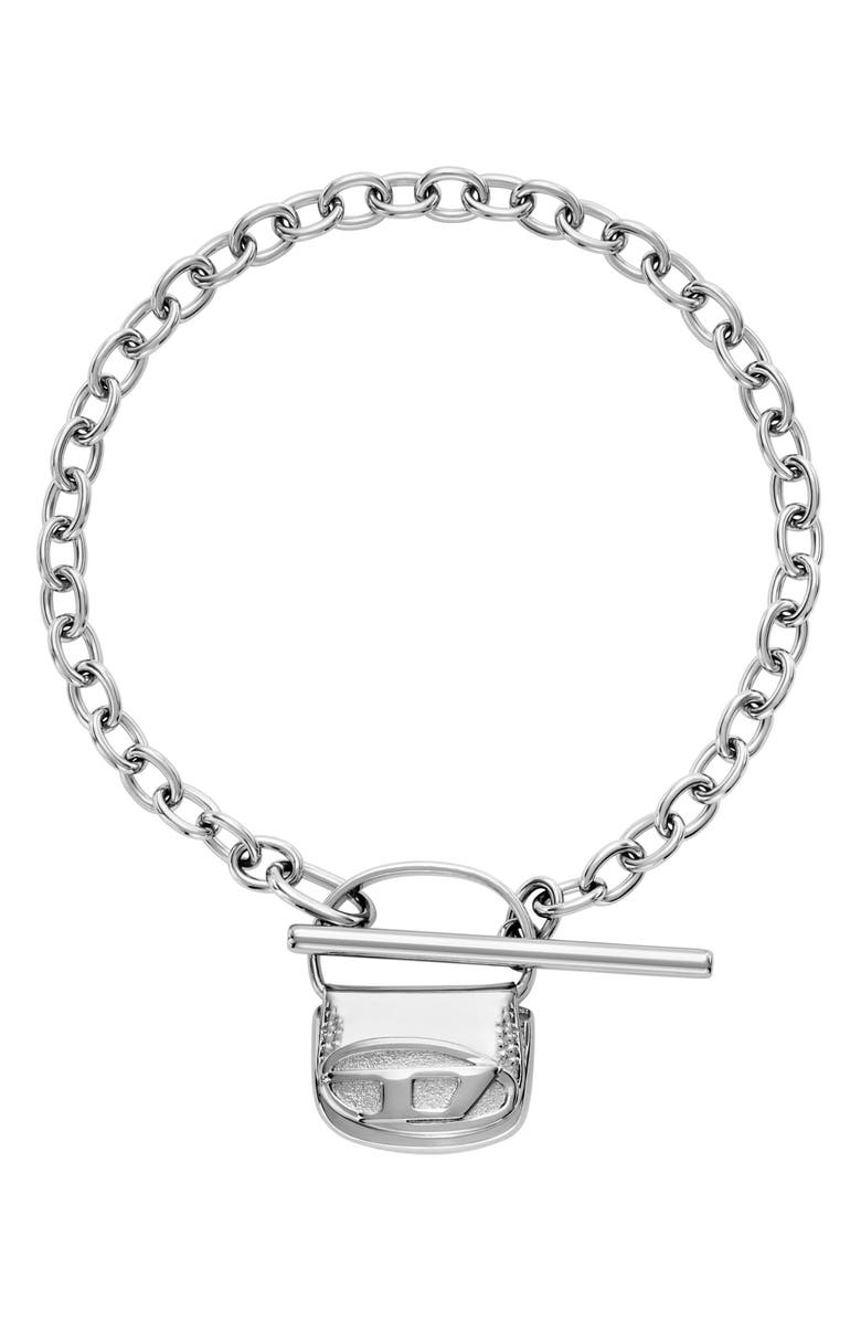 DIESEL<sup>®</sup> 1DR Charm Chain Bracelet, Main, color, Silver