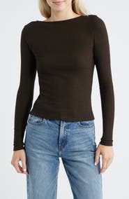 Madewell Sparkle Scoop Back Long Sleeve Top