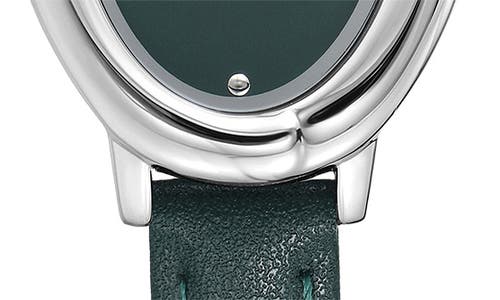 Ettika Bubble Dome Leather Strap Watch In Green