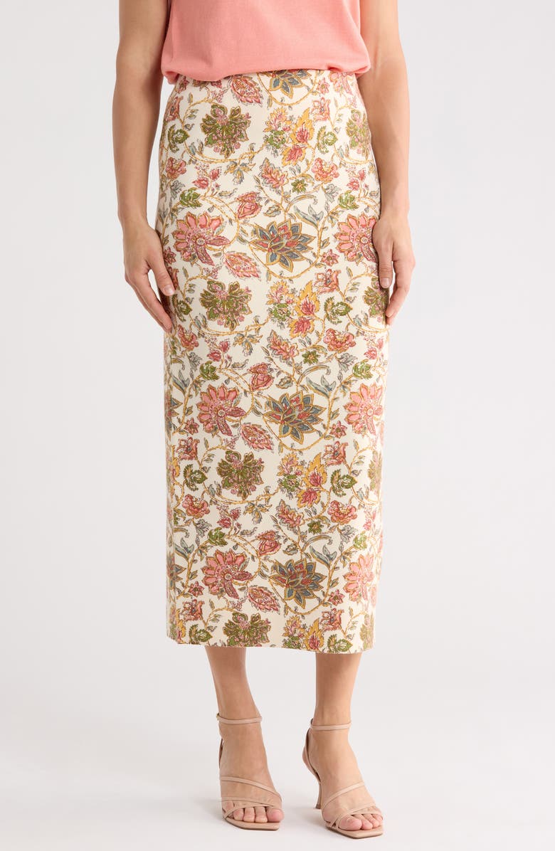 ELIE ELIE TAHARI Floral Jacquard Pull-On Skirt, Main, color, Chintz Floral Print