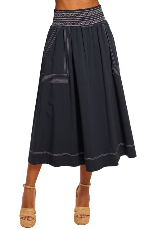 Galia Topstitch Detail Cotton Blend Skirt