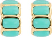 ATHRA LUXE Turquoise Bezel Huggie Hoop Earrings