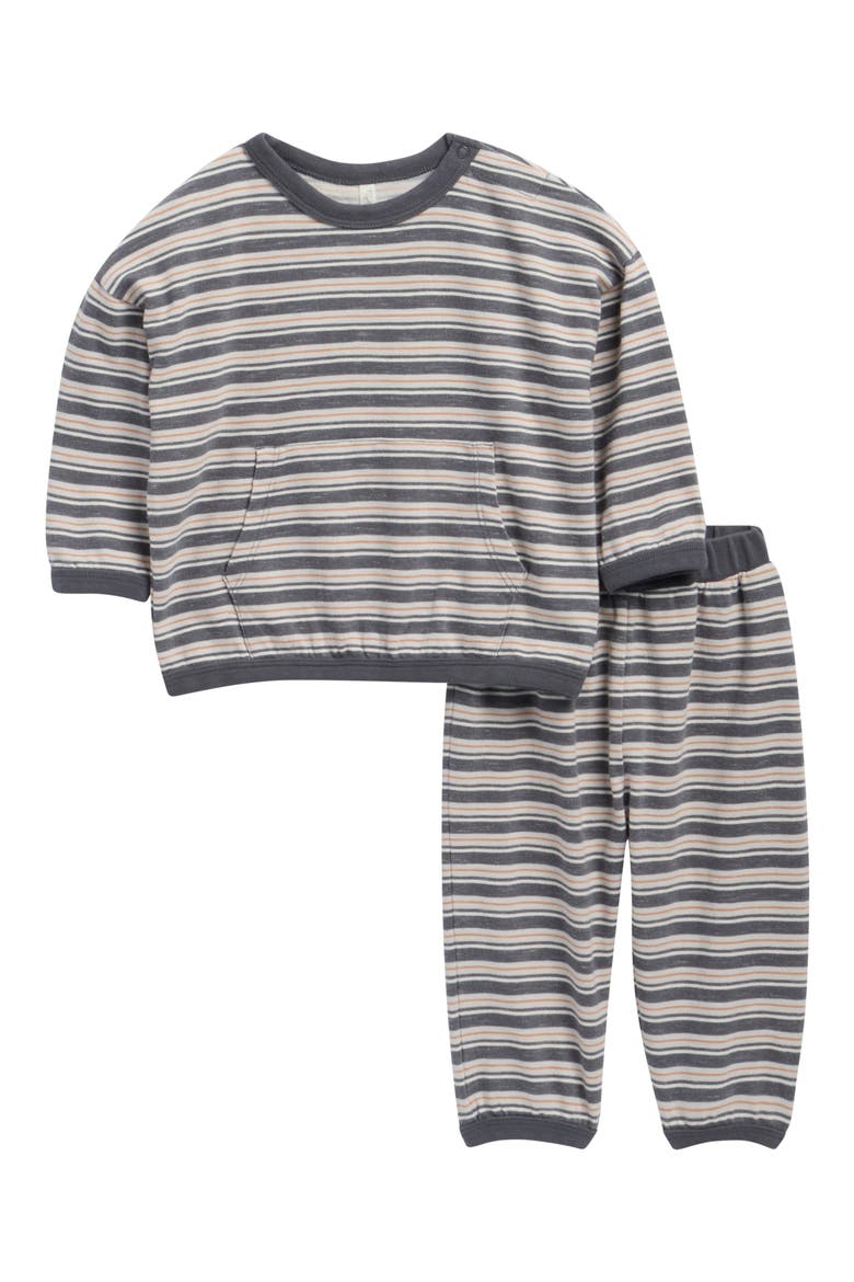 Stripe Cotton Sweatshirt & Joggers Set, Main, color, MIDNIGHT