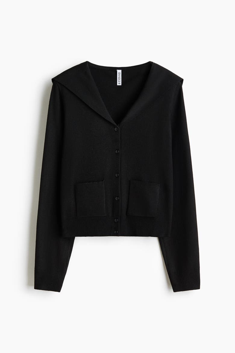 Collared Cardigan, Alternate, color, Black