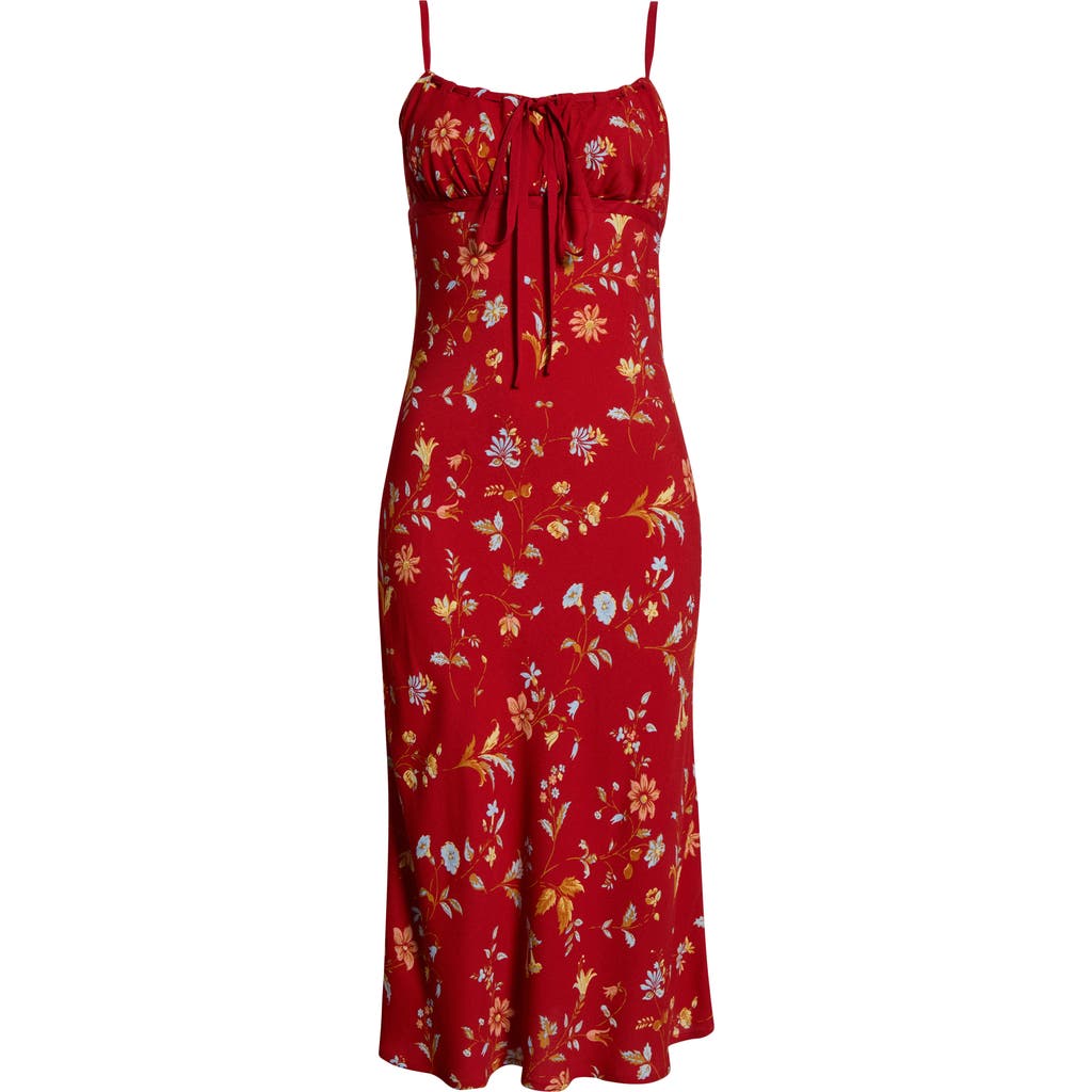 Reformation Camira Floral Empire Waist Slipdress In Red