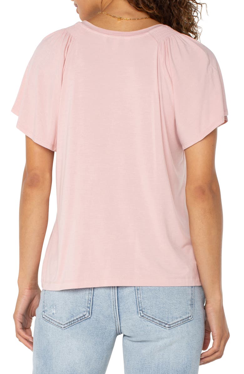 Liverpool Los Angeles V-Neck Flutter Sleeve Jersey Top, Alternate, color, Soft Pink