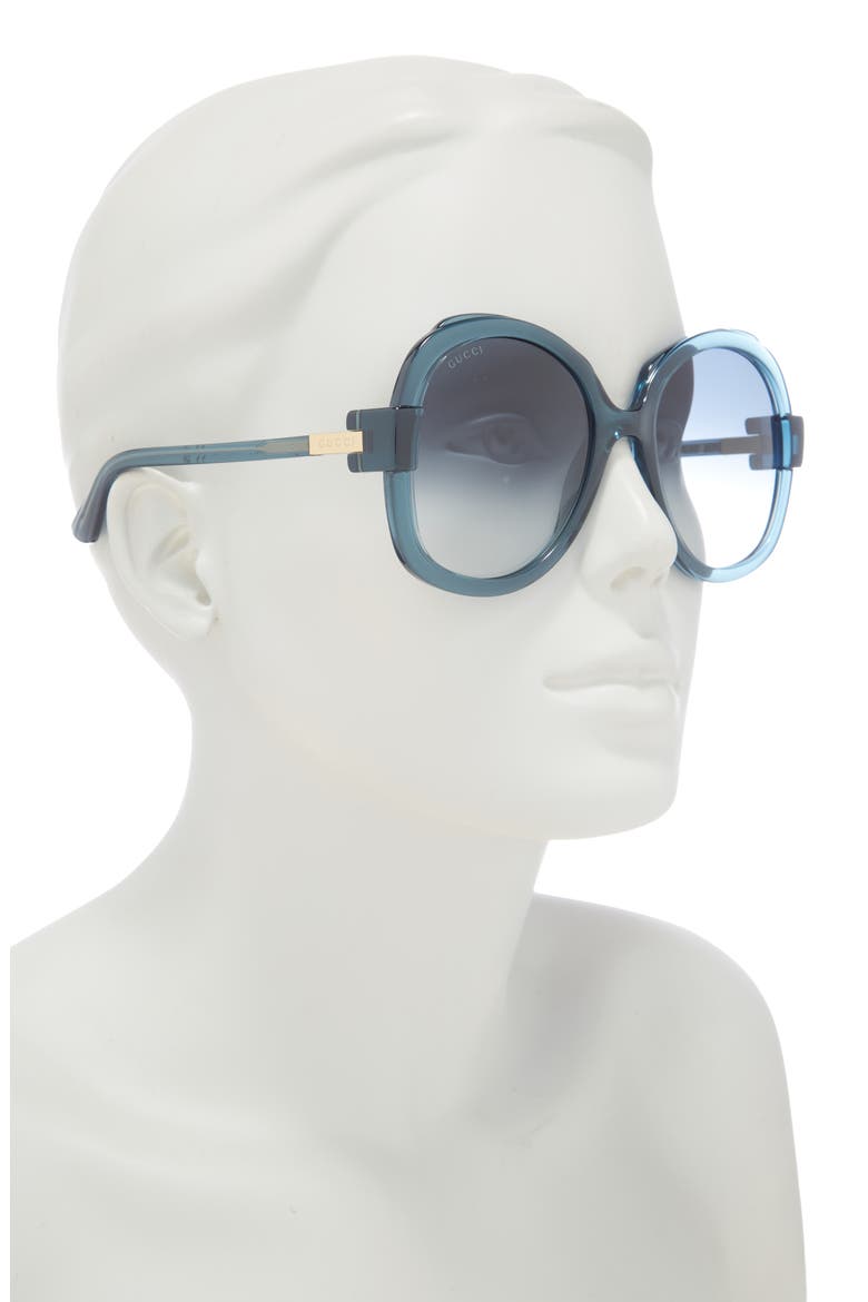 57mm Butterfly Sunglasses, Alternate, color, BLUE BLUE BLUE