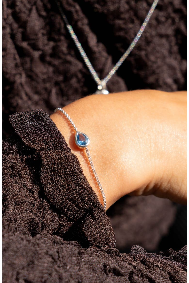 Blue Topaz Pear Chain Bracelet, Alternate, color, Sterling Silver