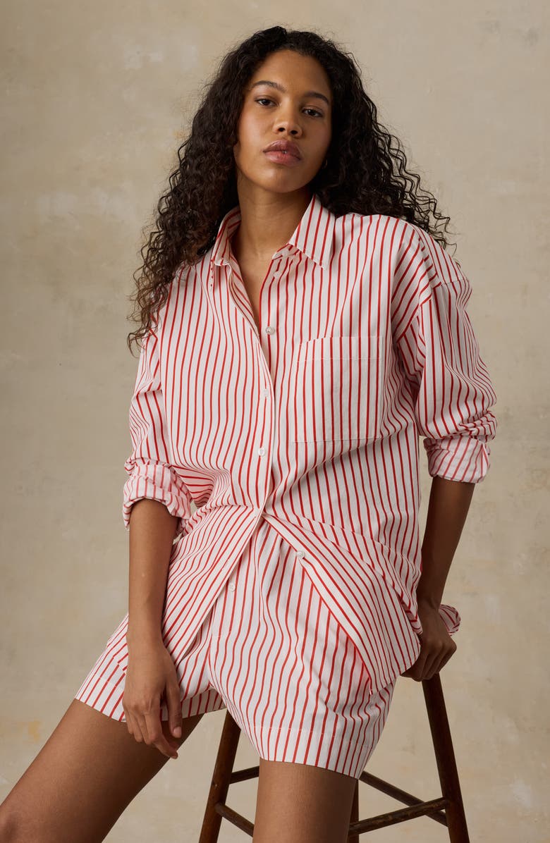 Faherty Coastal Stripe Organic Cotton Poplin Boxer Shorts, Alternate, color,